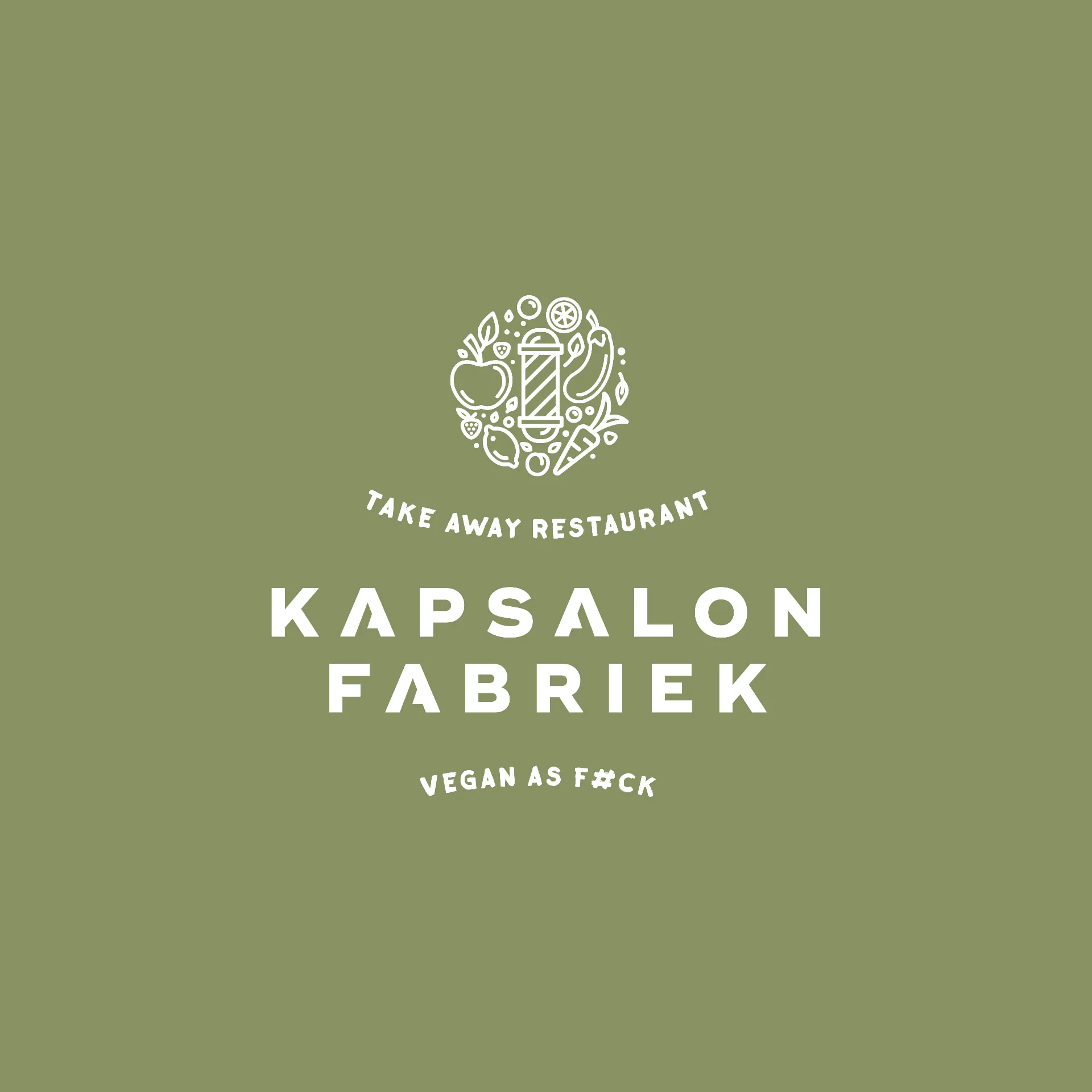 Logo van Kapsalonfabriek in groen en wit