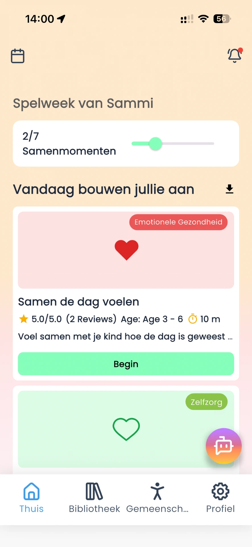 Luumilo-app: dagelijkse spelweek met een activiteit om samen te doen