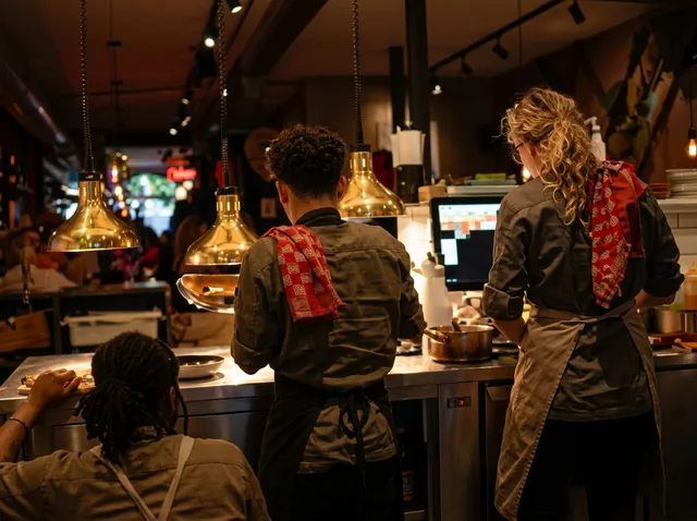 Koks aan het werk in de professionele keuken van WAKU WAKU